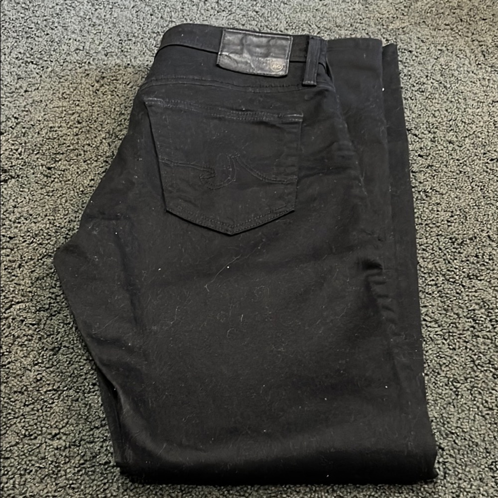 Ag Adriano Goldschmied Black Slim Straight Jeans